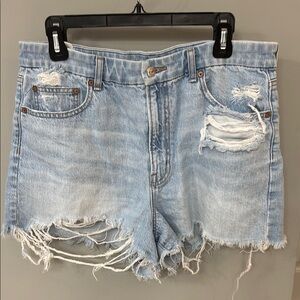 American Eagle Outfitters Distressed Light Blue Jean Shorts